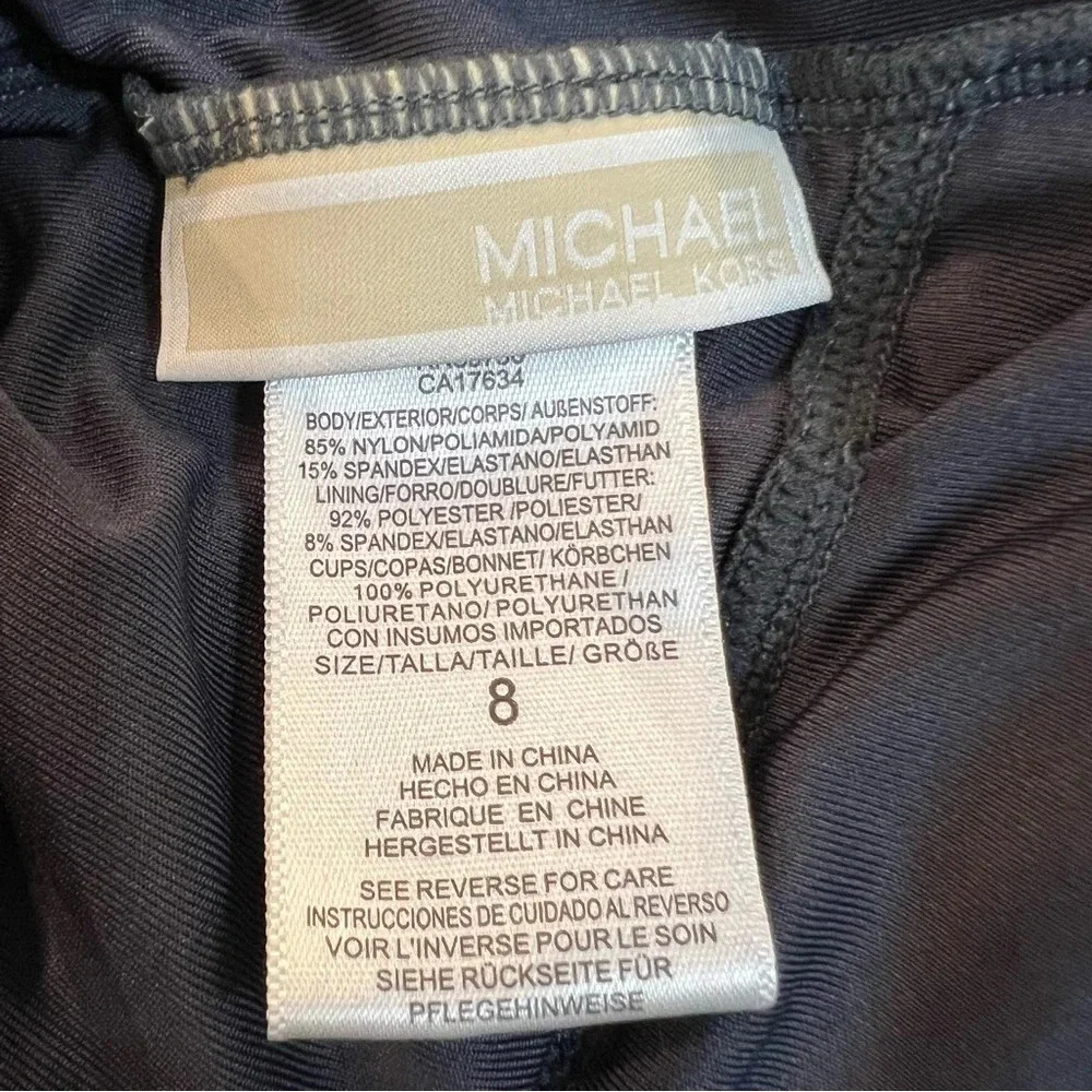 MICHAEL Michael Kors Slate Gray Ruffled Scoop-Back One-Piece Swimsuit. Size 8. - Picture 3 of 16